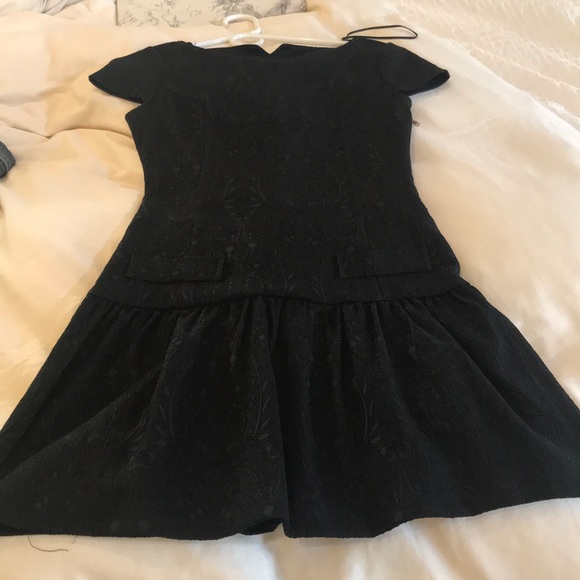 Zara Dresses & Skirts - NWOT Beautiful black brocade drop waist dress